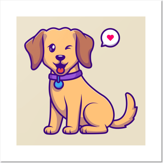 Cute Dog Sitting Cartoon Wall Art by Catalyst Labs